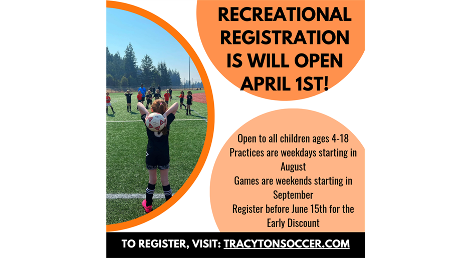 2024 Recreational Registration will open April 1st